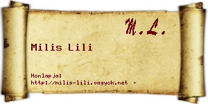 Milis Lili névjegykártya